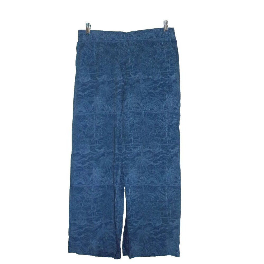 J. Jill Cropped Pants Sea Tropical Pattern Sz. M Tall Blue Gray Rayon New NWT